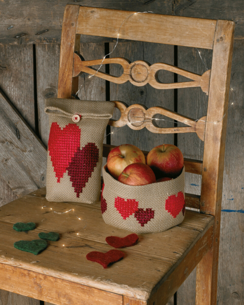 Kit de broderie Panier de cœur 17 cm ø