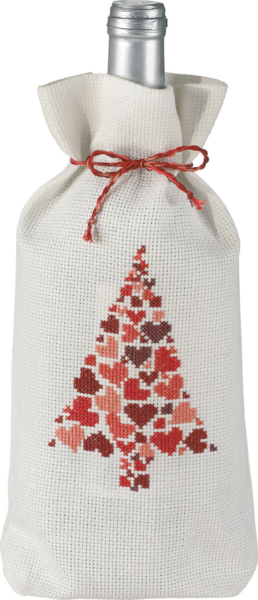 Kit de broderie Sapin de Noël avec cœurs 16 x 28 cm