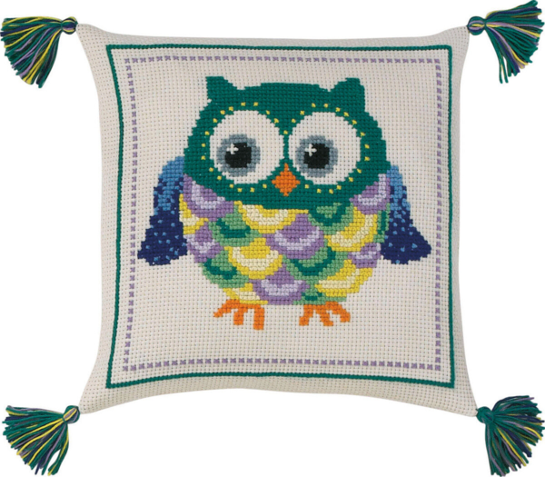 Kit de broderie Coussin enfant chouette 30 x 30 cm