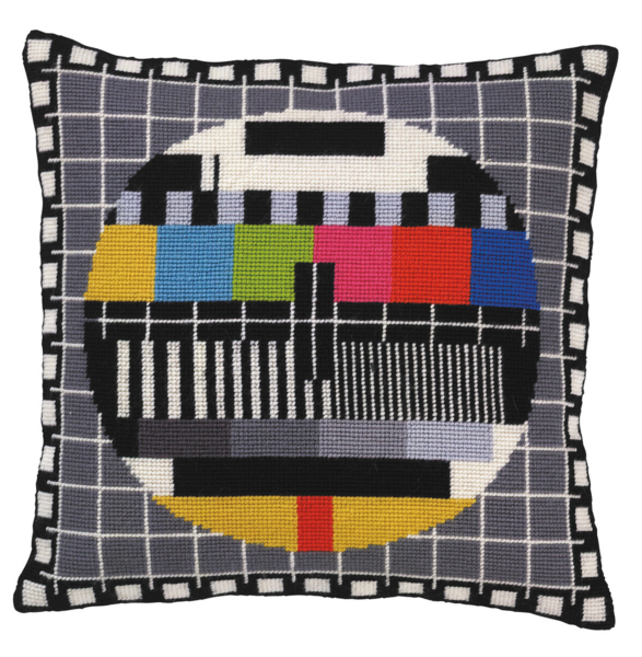 Kit de Broderie Coussin Tapisserie Image TV 35 x 36 cm