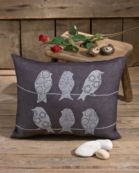 Kit de broderie Oiseaux sur Aïda 50x40 cm