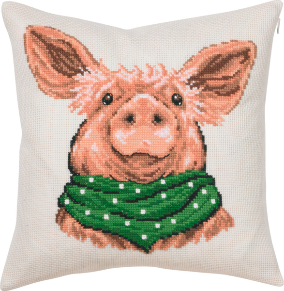 Kit de broderie Le cochon joyeux 40x40 cm