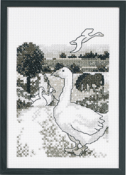 Kit de broderie Oies dans le champ 20 x 29 cm