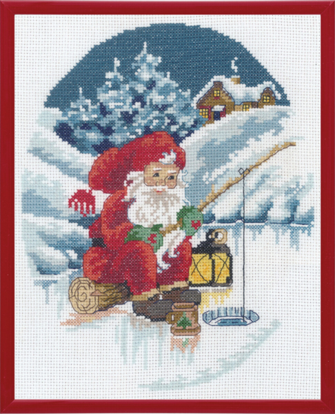 Kit de Broderie Lutin qui pêche R5798 20 x 25 cm