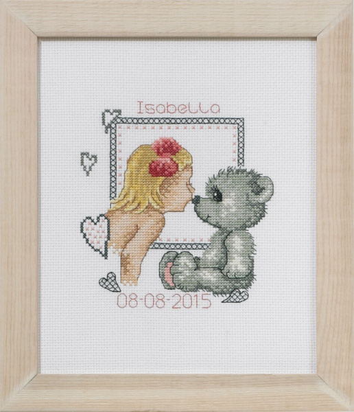 Kit de broderie Bisou de l'ourson Isabella 19 x 23 cm