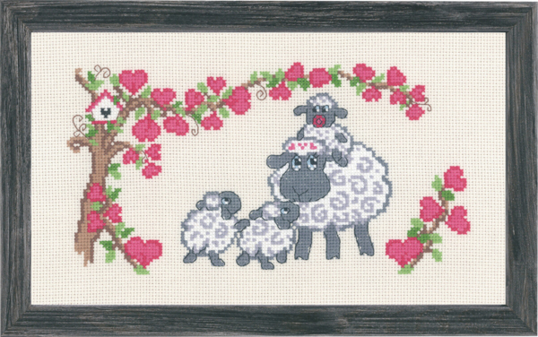 Kit de Broderie Famille de Moutons 16 x 28 cm