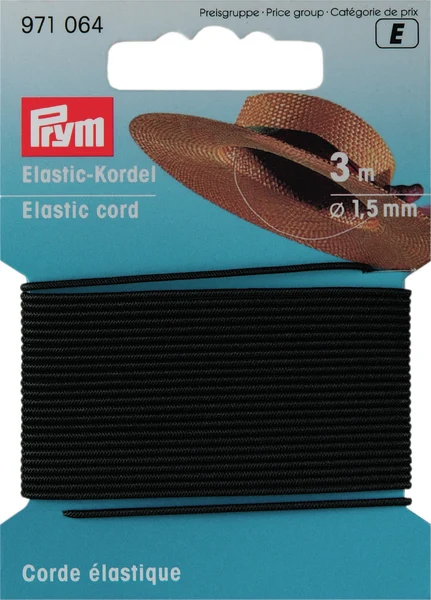 Prym Corde Élastique, Noir, 1.5 mm