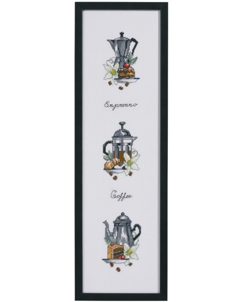 Kit de broderie Trois cafetières 15 x 55 cm