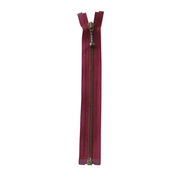 YKK Fermeture à Glissière Métal Séparable 4 mm (25-65 cm) 527 Bordeaux, Laiton antique