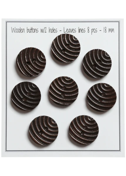 Go Handmade Boutons en bois - Lignes de feuilles: 18 mm