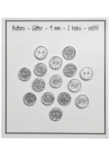 Go Handmade Boutons Pailletés 9 mm Argent