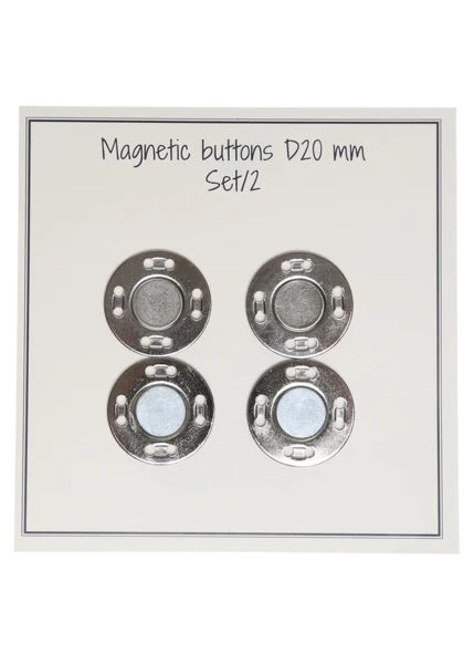 Go Handmade Boutons magnétiques 20 mm (2 pièces): Argent