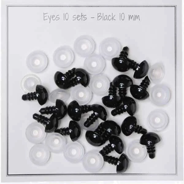 Go Handmade Safety Eyes Noir 10 mm (10 paires)
