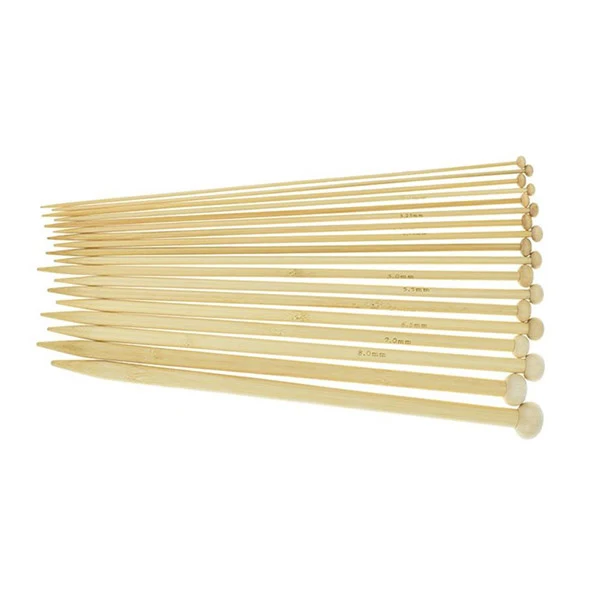 Set de sauteurs, bambou clair, 2-10mm, 18 tailles, 35 cm