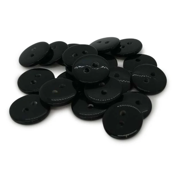 HobbyArts Boutons ronds en plastique Noir, 12,5 mm, 20 pcs