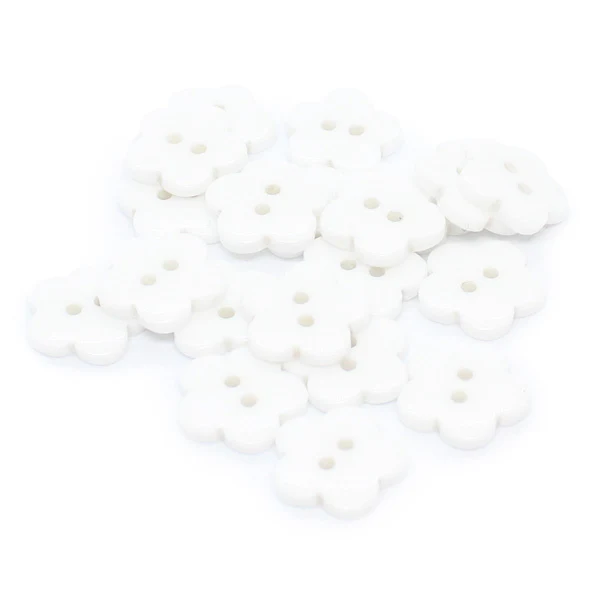HobbyArts Boutons en plastique Fleur blanche, 15mm, 20 pcs