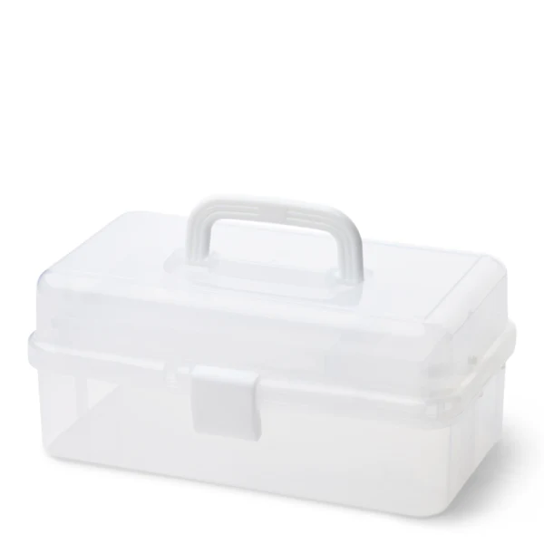 Boîte plastique avec couvercle Transparent 30,5 x 16,5 cm, 10 compartiments