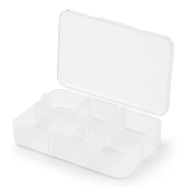 Boîte plastique avec couvercle Transparent 8 x 5,5 cm, 6 compartiments
