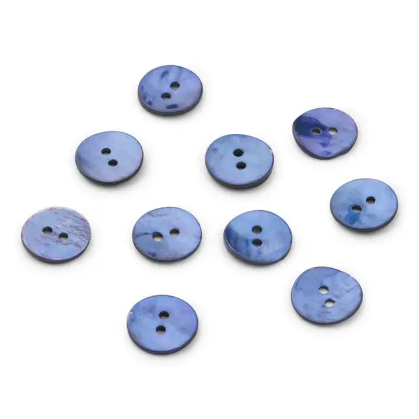 HobbyArts Boutons en nacre, Bleus, 15 mm, 10 pièces