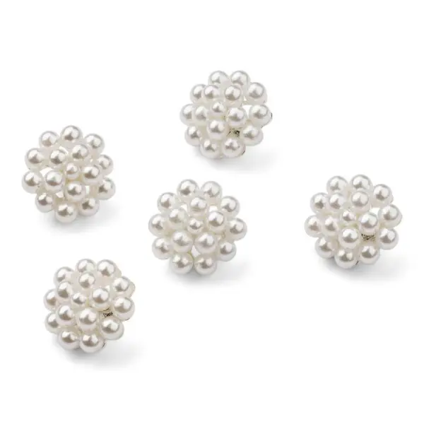 HobbyArts Boutons de perles, Blancs, 16 mm, 5 pièces