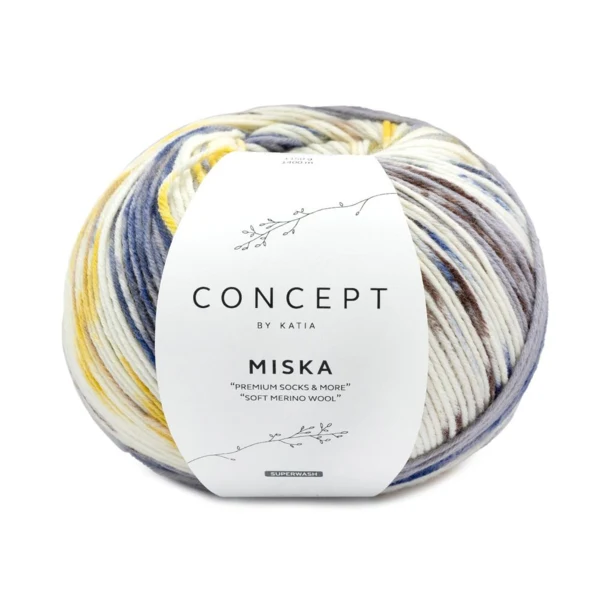 Katia Concept Miska Socks 104 Bleu-Chameau-Jaune