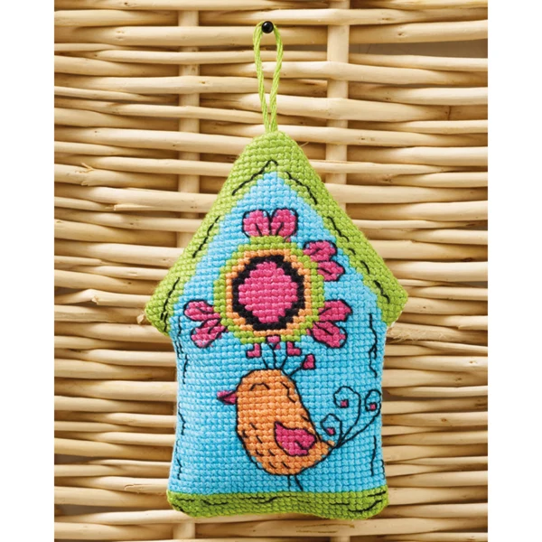 Maison d’oiseau bleue 7x9cm