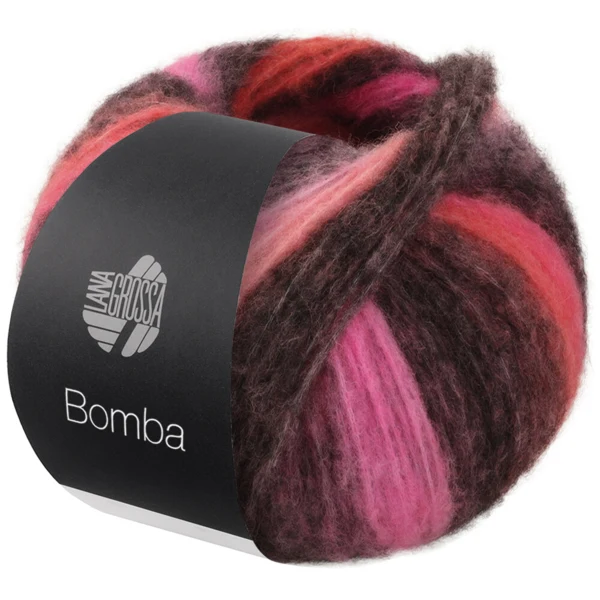 Lana Grossa Bomba 02 Rose/fuchsia/corail/mûre/gris rouge/rose gris/gris foncé