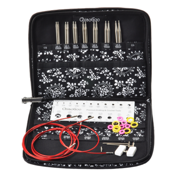 ChiaoGoo Set d’Aiguilles Circulaires Interchangeables Twist Red Lace, Small, 13 cm