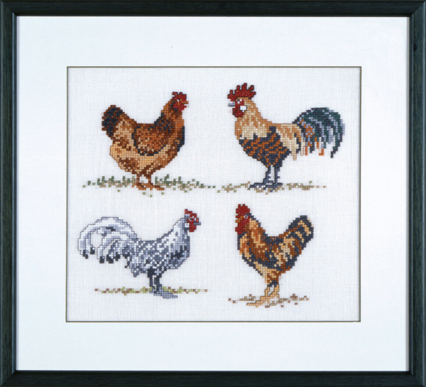 Kit de Broderie Poules 32 x 29 cm
