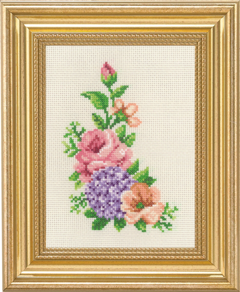 Kit de broderie Rose et hortensia 14 x 19 cm