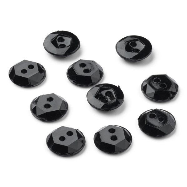LindeHobby Boutons en Cristal, Noir, 12 mm, 10 pcs