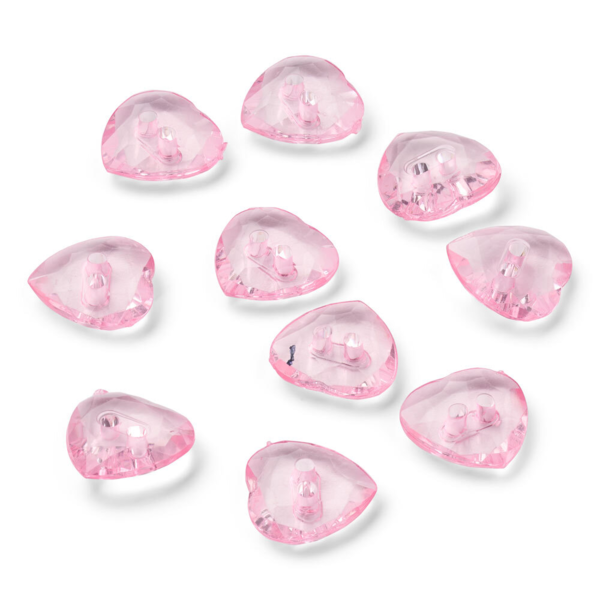 LindeHobby Boutons Cristal, Cœur, Rose, 12 mm, 10 pcs