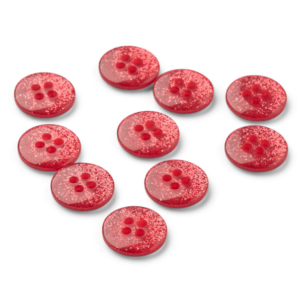 LindeHobby Boutons à Paillettes, Rouge, 12 mm, 10 pcs
