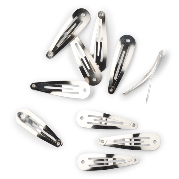 LindeHobby Barrettes Clic-clac, Argentées, 45x14 mm, 10 pcs