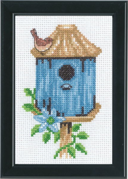 Kit de Broderie Nichoirs Bleus 9 x 14 cm