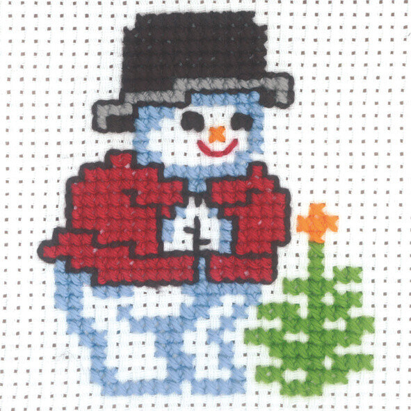 Kit de broderie Bonhomme de neige avec sapin 10 x 10 cm