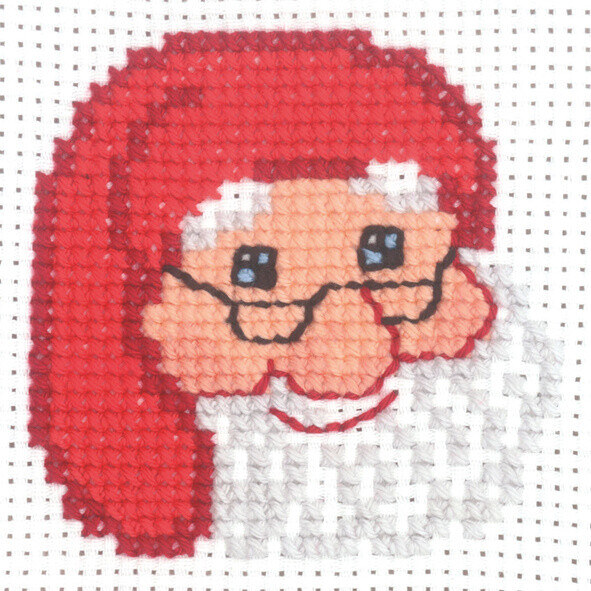 Kit de broderie Père Noël avec lunettes 10x10 cm