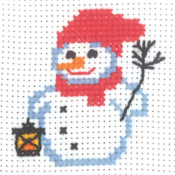 Kit de broderie Bonhomme de neige avec lanterne 10 x 10 cm