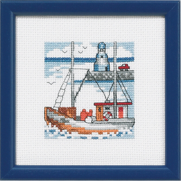 Kit de broderie Petit phare bleu 12x12 cm