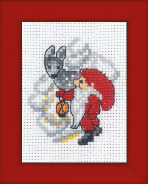 Kit de broderie Lutin et cerf image de Noël 6 x 8 cm