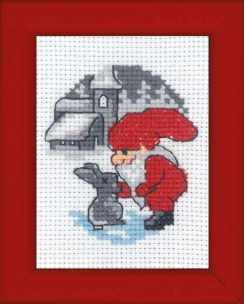 Kit de broderie Lapin & Lutin image de Noël 6 x 8 cm