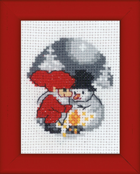 Kit de broderie Bonhomme de neige et Lutin image 6 x 8 cm