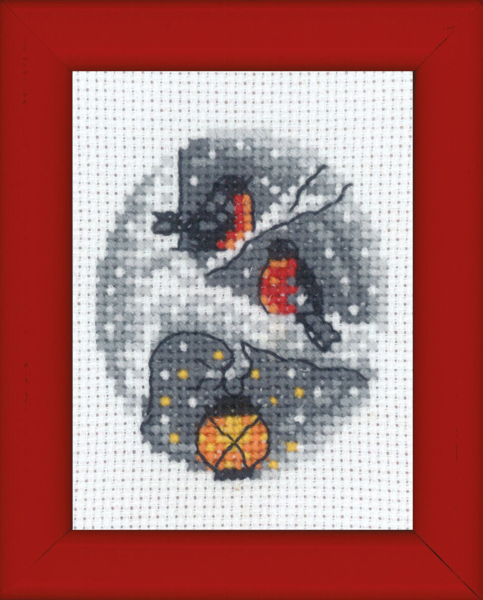 Kit de broderie Oiseaux dans l'arbre image 6 x 8 cm