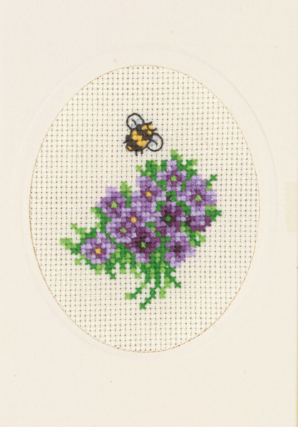 Kit de broderie Carte de fleurs violettes 9 x 13 cm