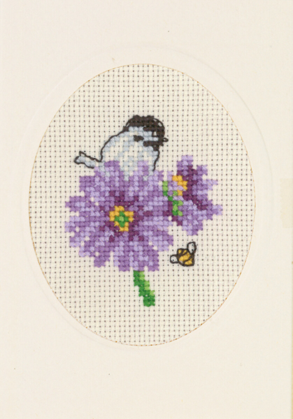 Kit de broderie Carte de fleurs violet 9 x 13 cm