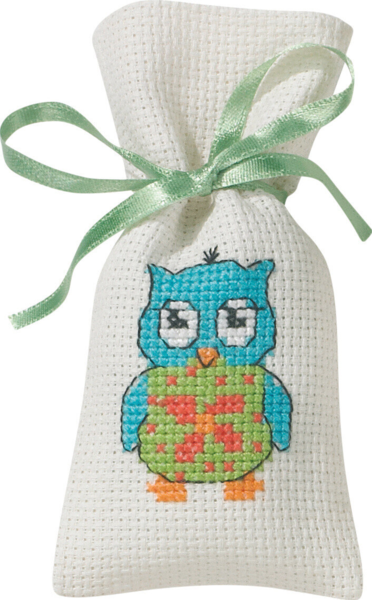 Kit de broderie Hibou bleu 6 x 12 cm