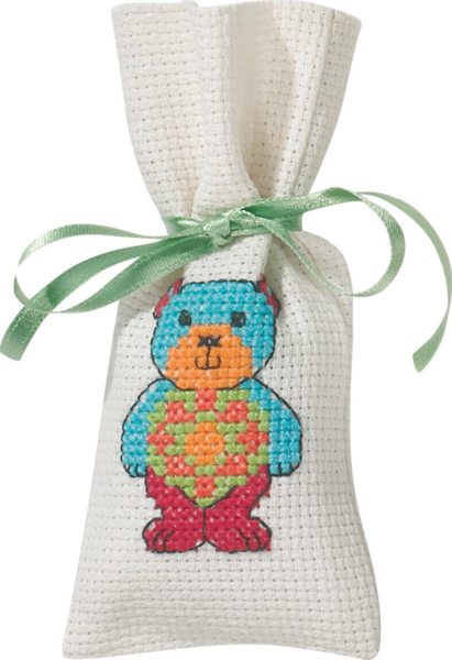 Kit de broderie Ours avec fleur 6 x 12 cm
