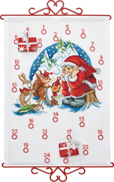 Kit de broderie Père Noël reçoit des cadeaux 32 x 44 cm