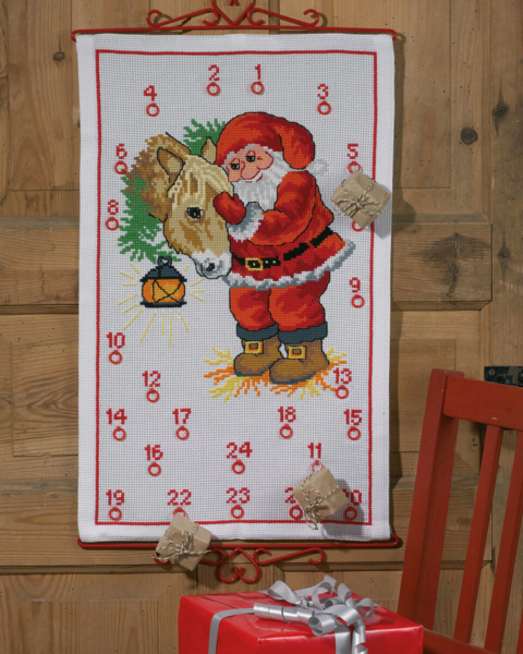 Kit de broderie Père Noël avec cheval 5125/38 38 x 62 cm