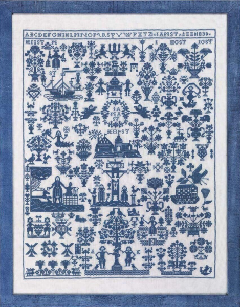 Kit de broderie Noms bleu 59 x 45 cm